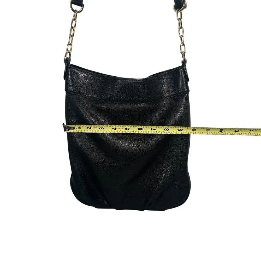 Tory Burch Black Stacked T Book Bag Pebbled Leather Crossbody - Picture 16 of 16